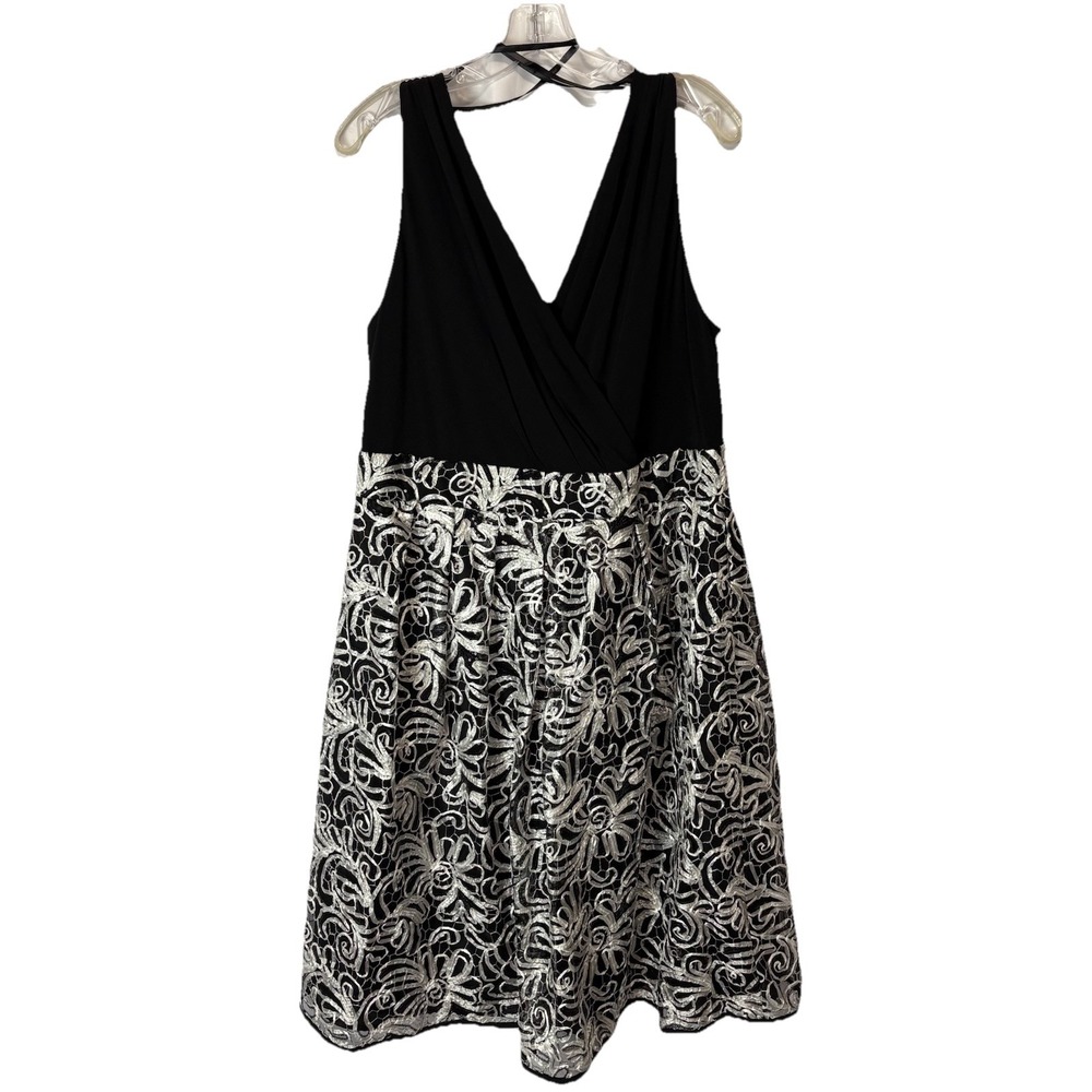 Roz & Ali Dress Women's 14 Black Top Full Sequin Skirt Party Midi Sleeveless